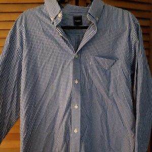 Corcini Mens Blue/white Gingham Button Down Size L